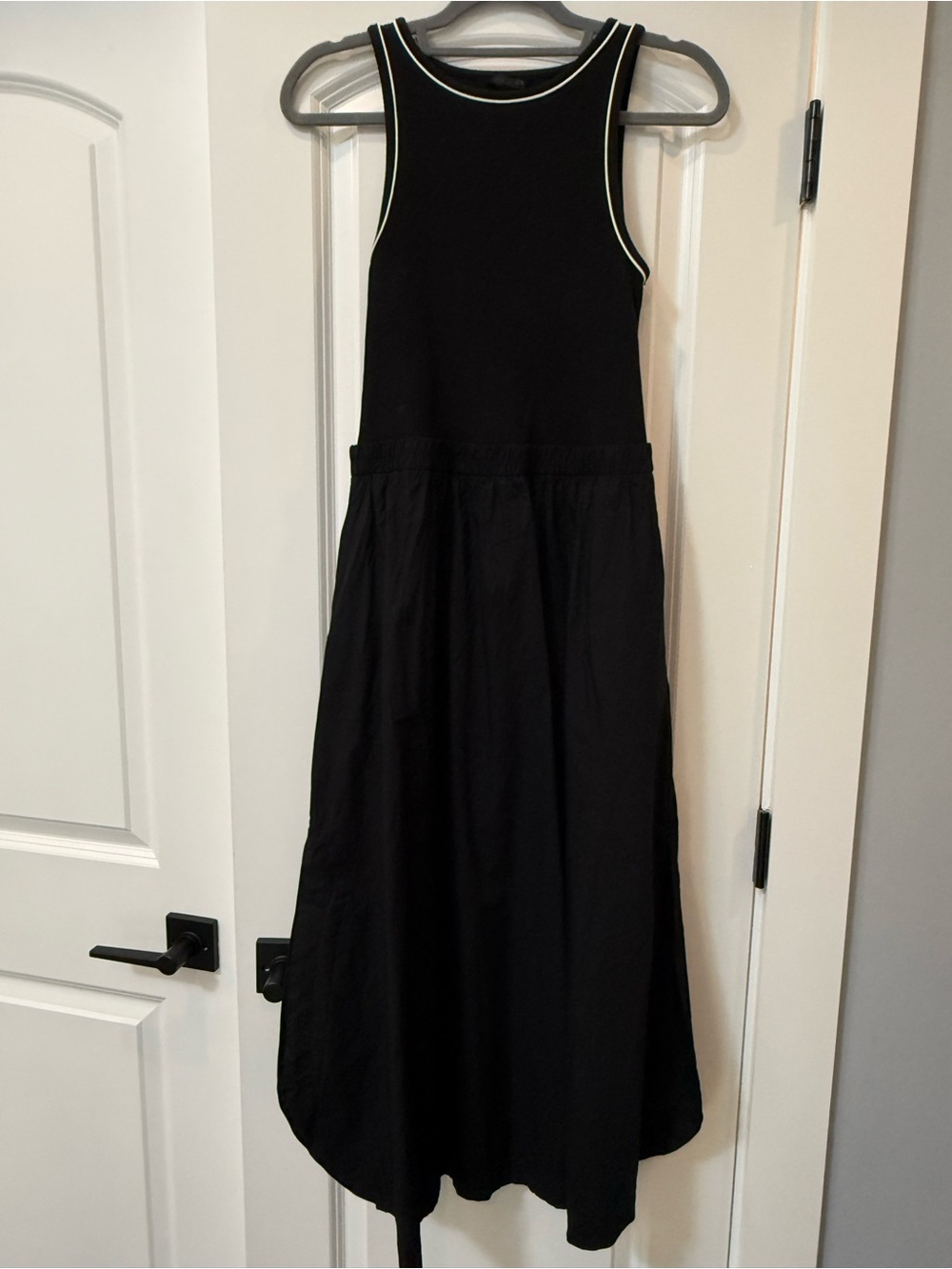 Zara Black Sleeveless Maxi Dress with White Contrast Trim
